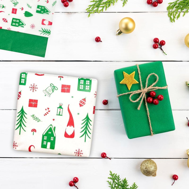 Catlovecorn 120 Sheets Christmas Tissue Paper for Gift Bags, 20" X 14" Xmas Holiday Tissue Paper for Christmas Gift Wrapping and DIY Gift Crafts Metallic Party Decor - Image 2